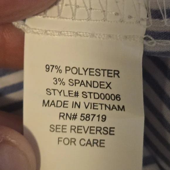 NY Collection Navy White Striped Shirt Dress Large (6129) - Picture 5 of 6